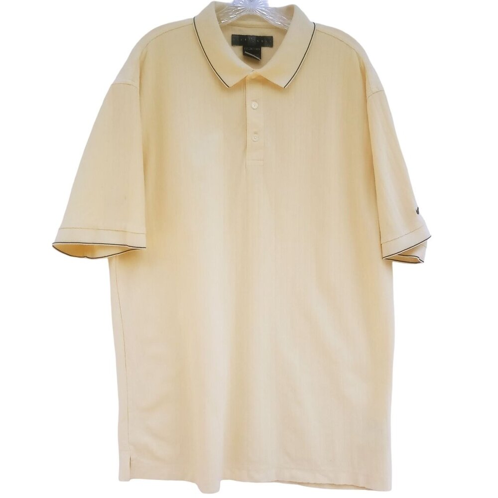 Nike Golf Men's Polo Shirt XL Light Yellow Short Sleeve Ribbed Texture Dri Fit
